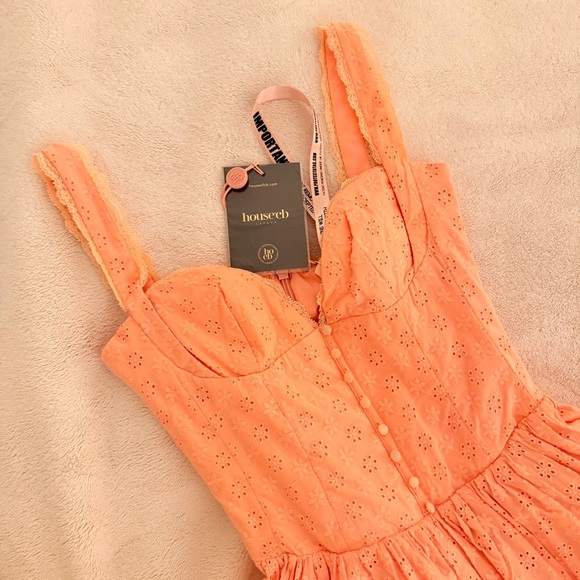 NWT HOCB Adalyn Peach Broderie Anglais Midi Sundress (Small) - Picture 7 of 9